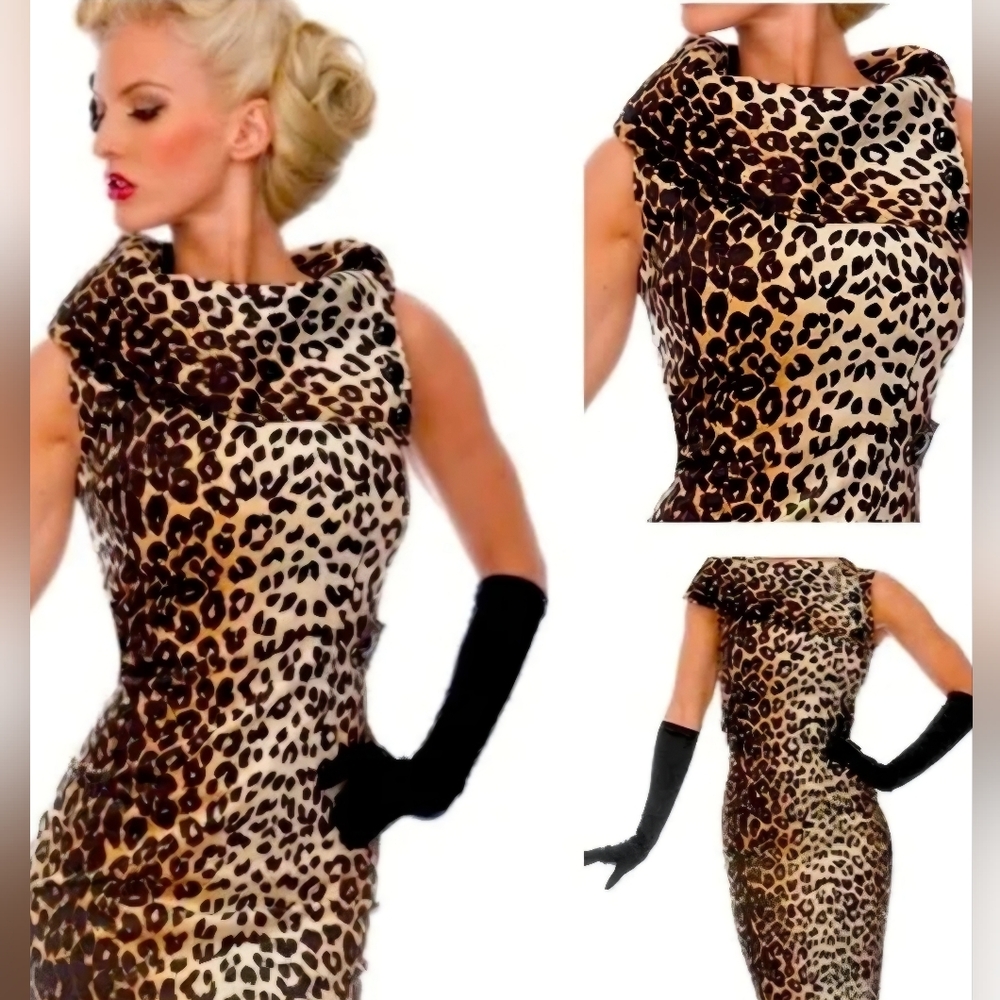 Voodoo Vixen | Leopard Print PinUp Dress with High Collar
